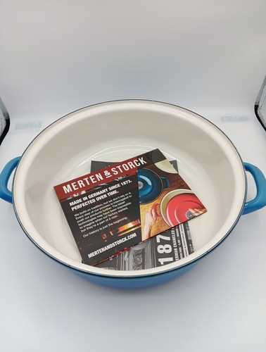 Merten & Storck German Enameled Iron Round 4QT Casserole Braiser Lid- Light Blue - Picture 7 of 10