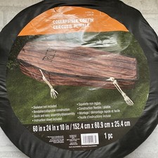 Halloween Nylon Brown Collapsible Coffin 60  x24  x10  Ashland Halloween W/stakes