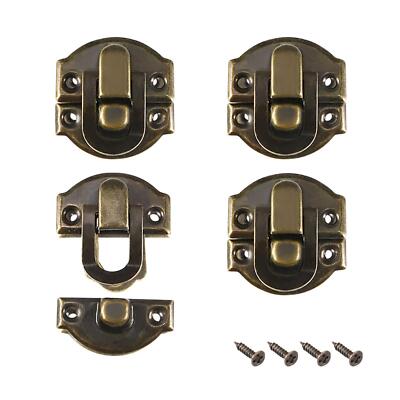 Bin Latch, Retro Style Decorative Hasp Jewelry cases Catch w Screws 4 pcs