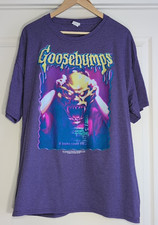 R.L. Stine Goosebumps Haunted Mask Graphic T-Shirt Scholastic Size XL Purple
