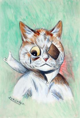 Louis Wain Been Through the Wars 1907 17''x 22'' Archival Art Print