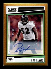 2022 Score #190 Ray Lewis Signatures Gold Zone #/50