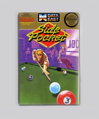 SIDE POCKET -  2''x3'' FRIDGE MAGNET (nintendo nes game box art 80s)
