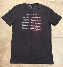 ZARA Pulse Mens SZ Small Black Cotton Graphic Short Sleeve T-Shirt Party Please