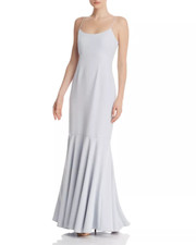 $220 WAYF Women's Blue Scoop-Neck Sleeveless Flounce Mermaid Formal Dress Size M