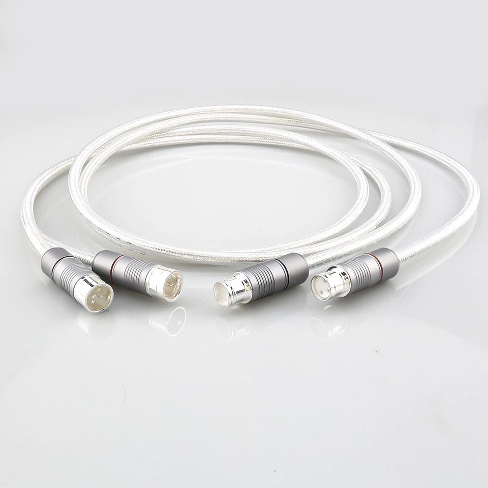 Pure Silver HIFI XLR Balanced Cable HiFi Microphone Interconnect Cord Audio Wire - Image 2 of 4