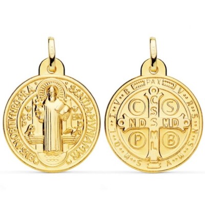 FMF 18k 750 Gold Anhänger San Benito Mönch Brillo 24 MM 3,75 g