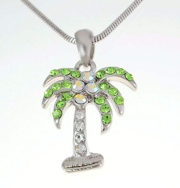 Swarovski Crystal Tropical Palm Tree Coconut Pendant with 18