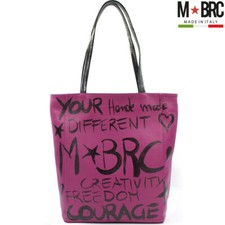 M*BRC design Massimo Braccialini borsa Shopping Tote pelle fucsia dipinta a mano
