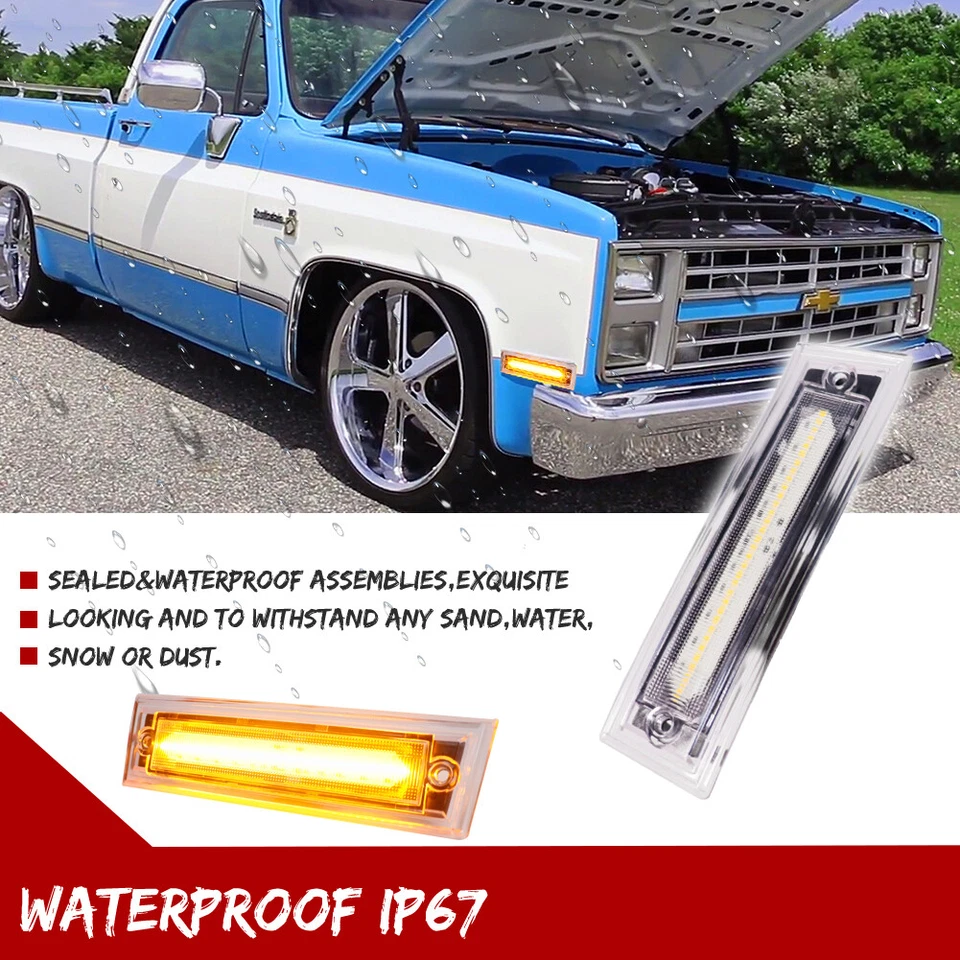 Lámpara LED marcadora lateral delantera transparente para 81-91 Chevrolet C10 C20 C30 GMC C1500 C2500 Foto 4 de 4