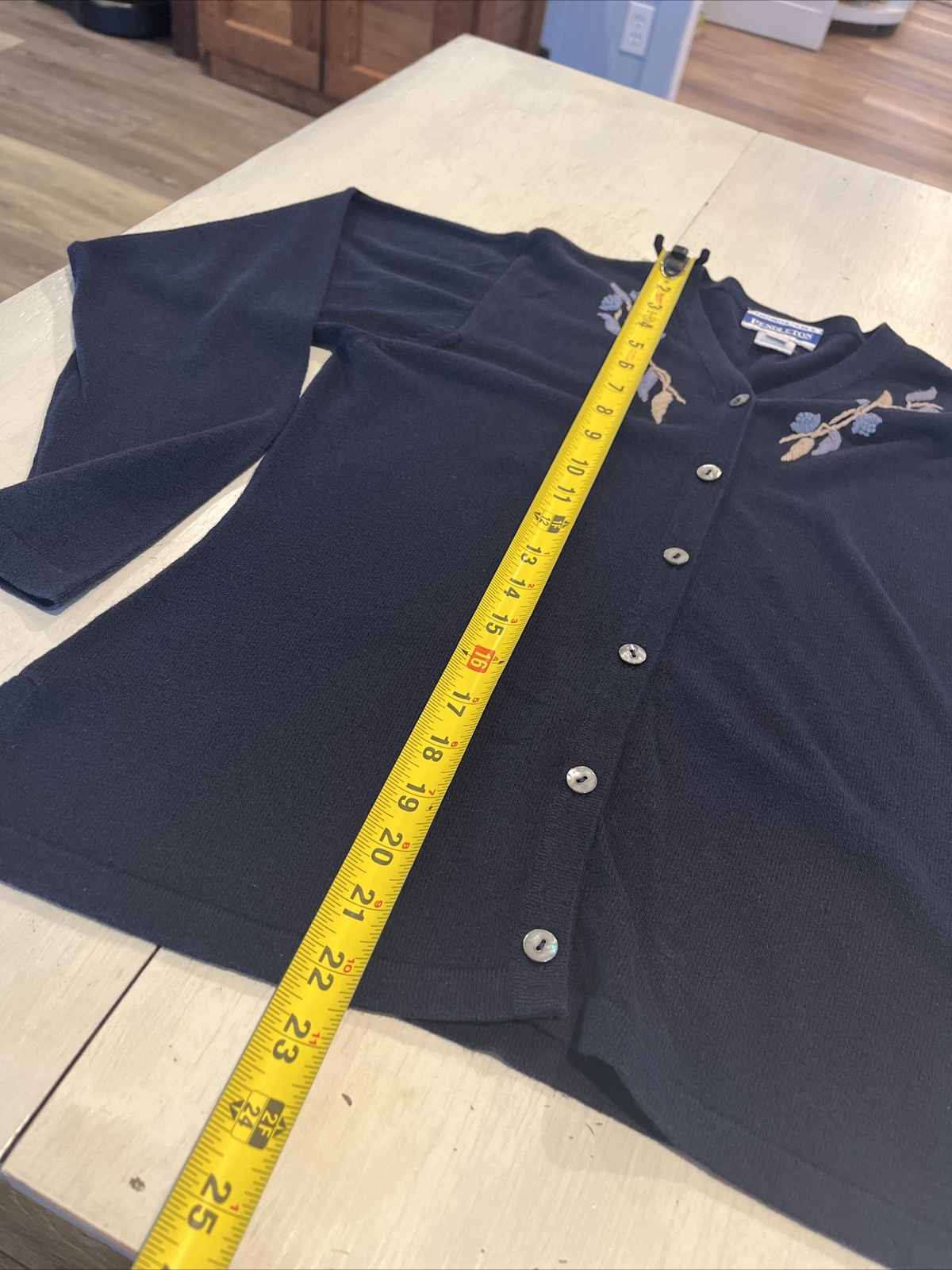 Vtg Pendleton Petite Button Down Navy Blue Sweate… - image 8