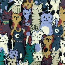 Cat cotton fabric cats craft poplin kitten pet material fun print