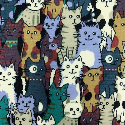 Cat cotton fabric cats craft poplin kitten pet material fun print