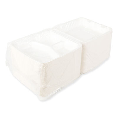 Amercareroyal HL93NPFA Bagasse Pfas-free Food Containers, 3-compartment, 9 X 9 X