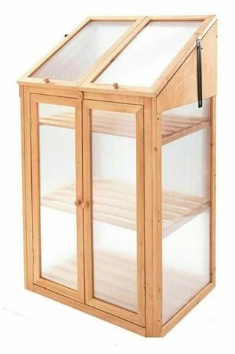 Double Door Wooden Greenhouse Transparent Poly-carbonate Glazing  H120xW69xD51cm - Picture 7 of 7