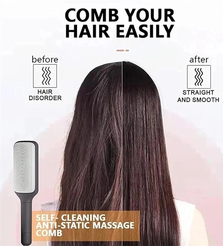 Self-Cleaning Hairbrush Rotating Retractable Anti-Static Massage Comb,NEW - Bild 2 von 4