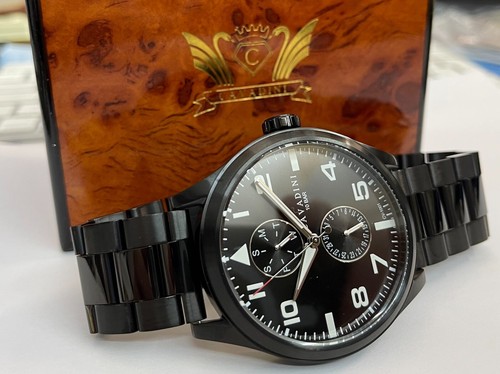 Cavadini Herren Fliegeruhr 50mm Tag/Datum Edelstahl komplett schwarz CV-1001 - Bild 4 von 8