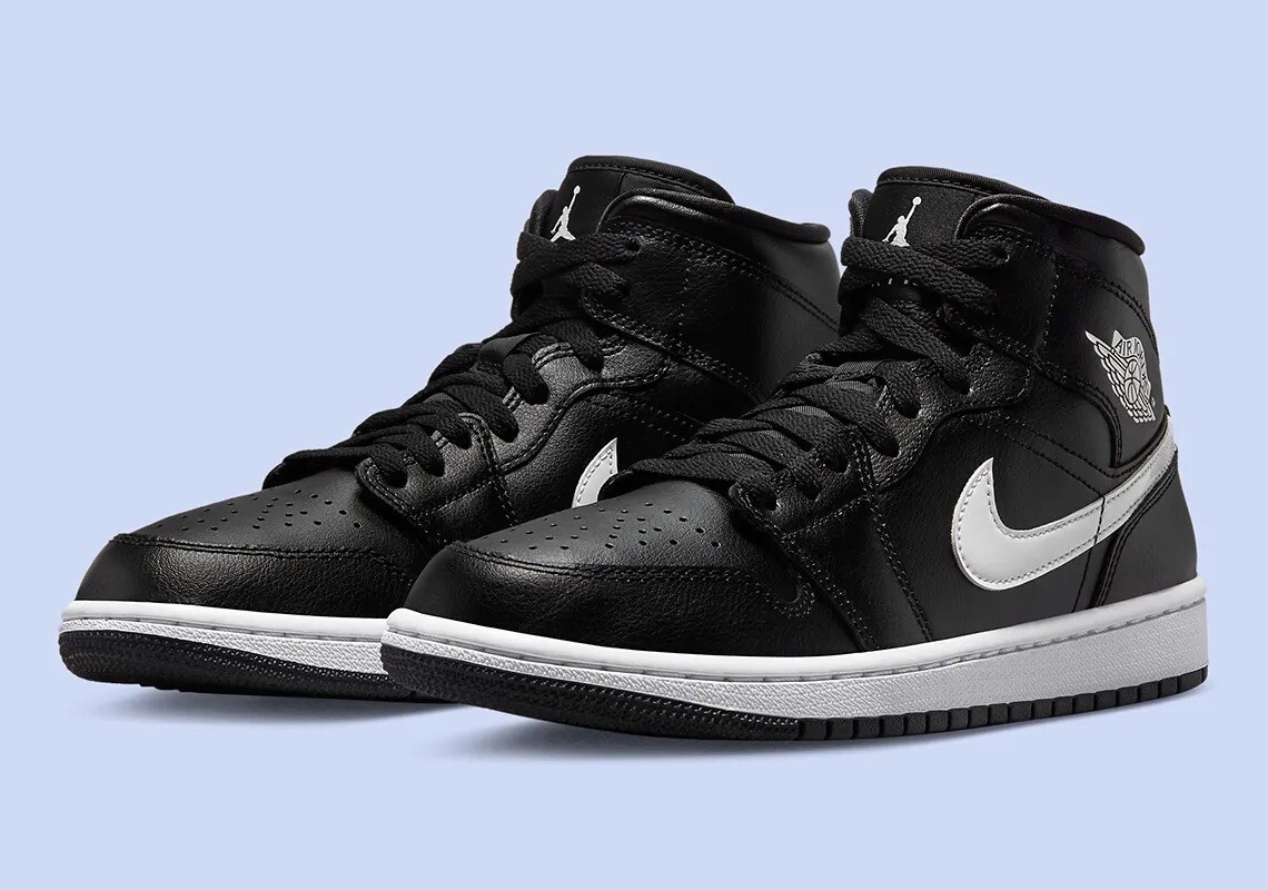 シューズ(男性用) Nike Air Jordan 1 Mid Black/White DV0991 Nike Air Jordan 1 Mid Shoes 'Panda' Black White DV0991-101