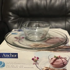 ANCHOR HOCKING SAVANNAH CHIP AND DIP SET NIB 12" Plate 6.25: Bowl PARTY Host