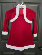Lilt Girls Velvet Red A-Line Santa Dress XS 6/6X Fur Trim Christmas Holiday