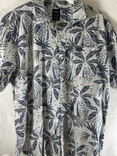 RVCA BLUE SURF BEACH GOLF TWO TONE BUTTON UP Hawaiian SHIRT 2XL Free Shipping