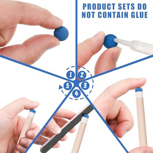 Gejoy 20 Pcs Billiard Pool Cue Tips Replacement Kit Pool Stick 12/13 mm Blue