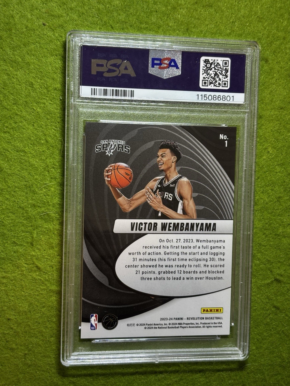 Victor Wembanyama SILVER PRIZM PSA 9 ROOKIE CARD 2023-24 Revolution VORTEX SP RC view 23