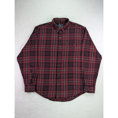 G.H. Bass, G.H. Bass & Co Fireside Madras Flannel Shirt Mens Medium Red Plaid Vintage