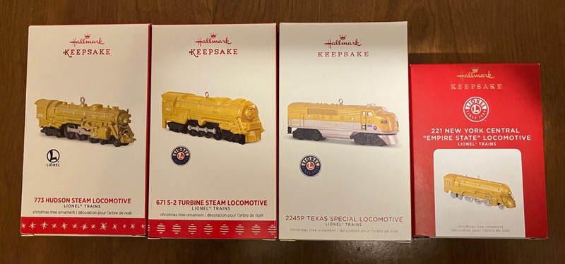 4-HALLMARK  LIONEL  LIMITED EDITION GOLD TRAINS -2016-2017-2018-2021  MINT