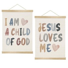 Boho Christian Wall Art Poster Set of 2-Jesus Loves Me  I Am a Child of God ...