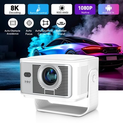 XGODY 8K/4K 5G Beamer Android 14.0 WIFI Projektor 900 ANSI Autofokus Heimkino