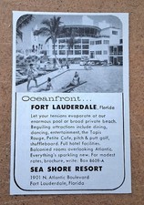 Vintage Sea Shore Resort Fort Lauderdale Florida - 1960 AD Travel Art Decor