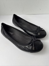 Vionic Minna Ballet Flats Women's Black Comfort Leather Slip Ons Size 6.5