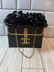 Forever Ribbon Flower Purse Bouquet Black & Gold Eternal Vday Gift 6 Roses Lux — photo 1