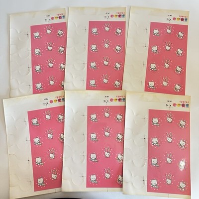 6 Rare Misprint Hello Kitty Sticker Sheets Uncut 1997 Japan Sanrio Collectible