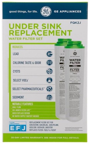 2 PACK GE FQK2J Under Sink Dual Flow Drinking Replacement Water Filter USA - Picture 3 of 4