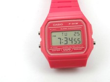 Casio F-91W 593 Module Pink Resin Digitaluhr