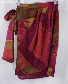 Max Mara Womens Multicolor Abstract Silk Classic Short Wrap Skirt Size 12