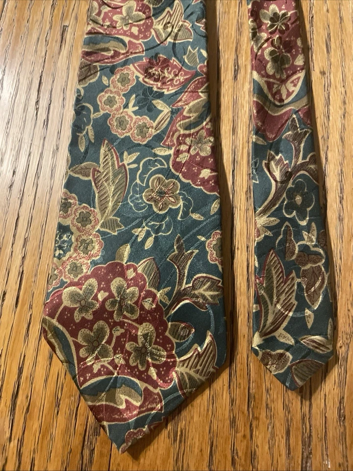 Corbata de seda jacquard Mark Shale vintage usada en excelente estado M. Pendleton hecha a mano en Italia Foto 4 de 4