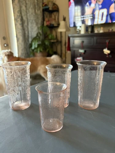 American Sweetheart Pink Depression tumblers four various sizes Macbeth-Evans