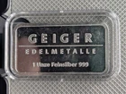 Geiger Edelmetalle 1 oz .999 Silver Bar -  Rectangle in Capsule - Vintage Geiger