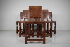 Wonderful Set of Six 1930’s Mouseman Oak Dining Chairs
