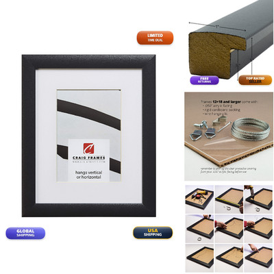 Craig Frames 18X24 Black Picture Frame Matted For 12X18 Photo Wall Display