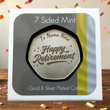 Happy Retirement Gift ( PERSONALISED Name On Coin ) Dad/Mum/Friend/Colleague
