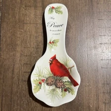 Cracker Barrel Season of Peace Red Cardinal Pine Christmas Spoon Rest Holiday