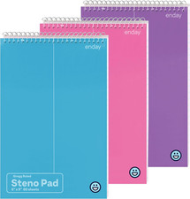Steno Pads Spiral 6 X 9 Inches, Gregg Rule White Paper, 80 Sheets Steno