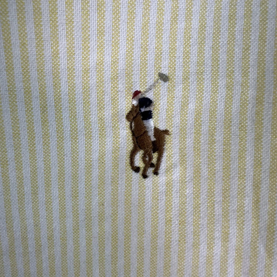 Camisa deportiva de colección Ralph Lauren a rayas con botones para niños talla 12 amarilla Foto 3 de 4