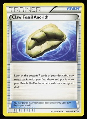 Claw Fossil Anorith 100/114 Normal Pokemon TCG XY - Steam Siege LP