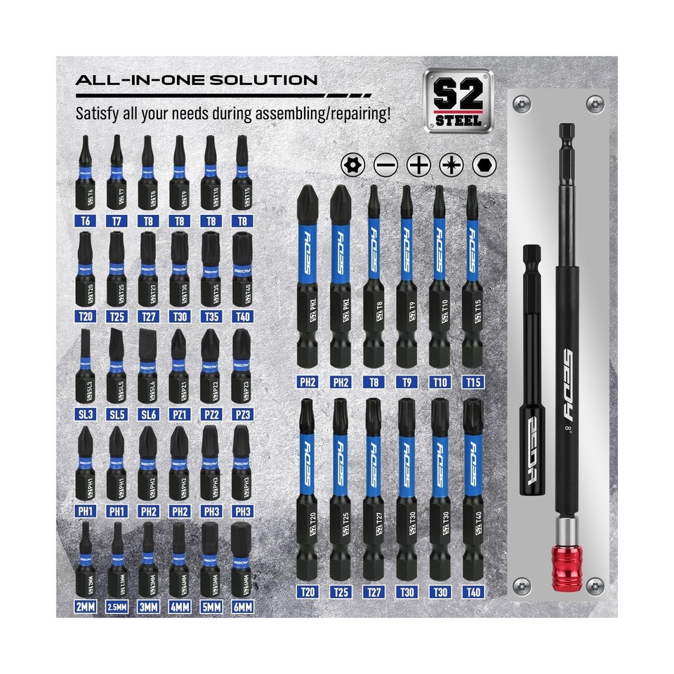 80-Piece Premium Magnetic Impact Nut Driver Set Metric & SAE with ...