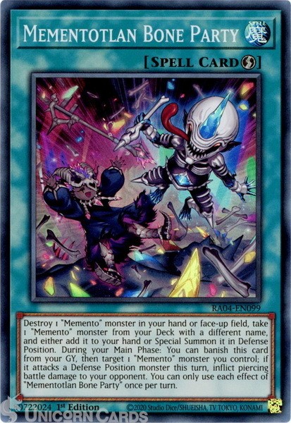 RA04-EN099 Mementotlan Bone Party : Super Rare 1st Edition Mint YuGiOh Card